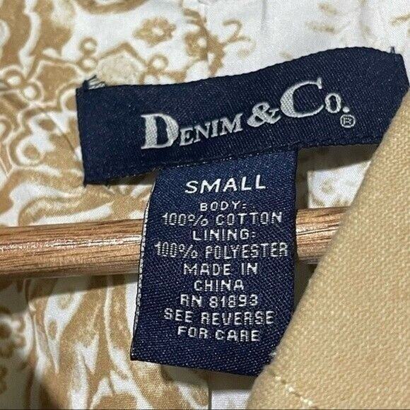 Denim & Co. · Small · Utility Jacket · Khaki with Floral-Print Interior - Picture 6 of 7